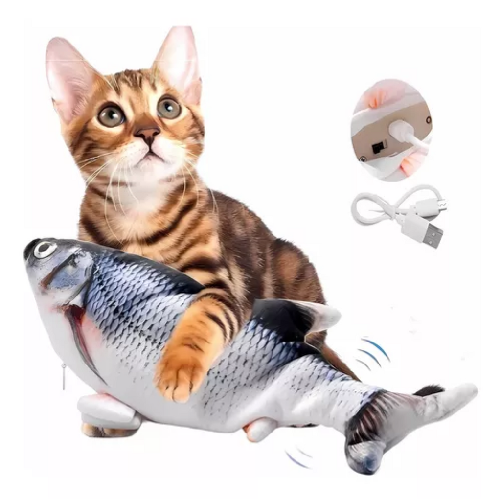 Juguete Pez Electrónico para Gatos - Simulación Realista con Carga USB