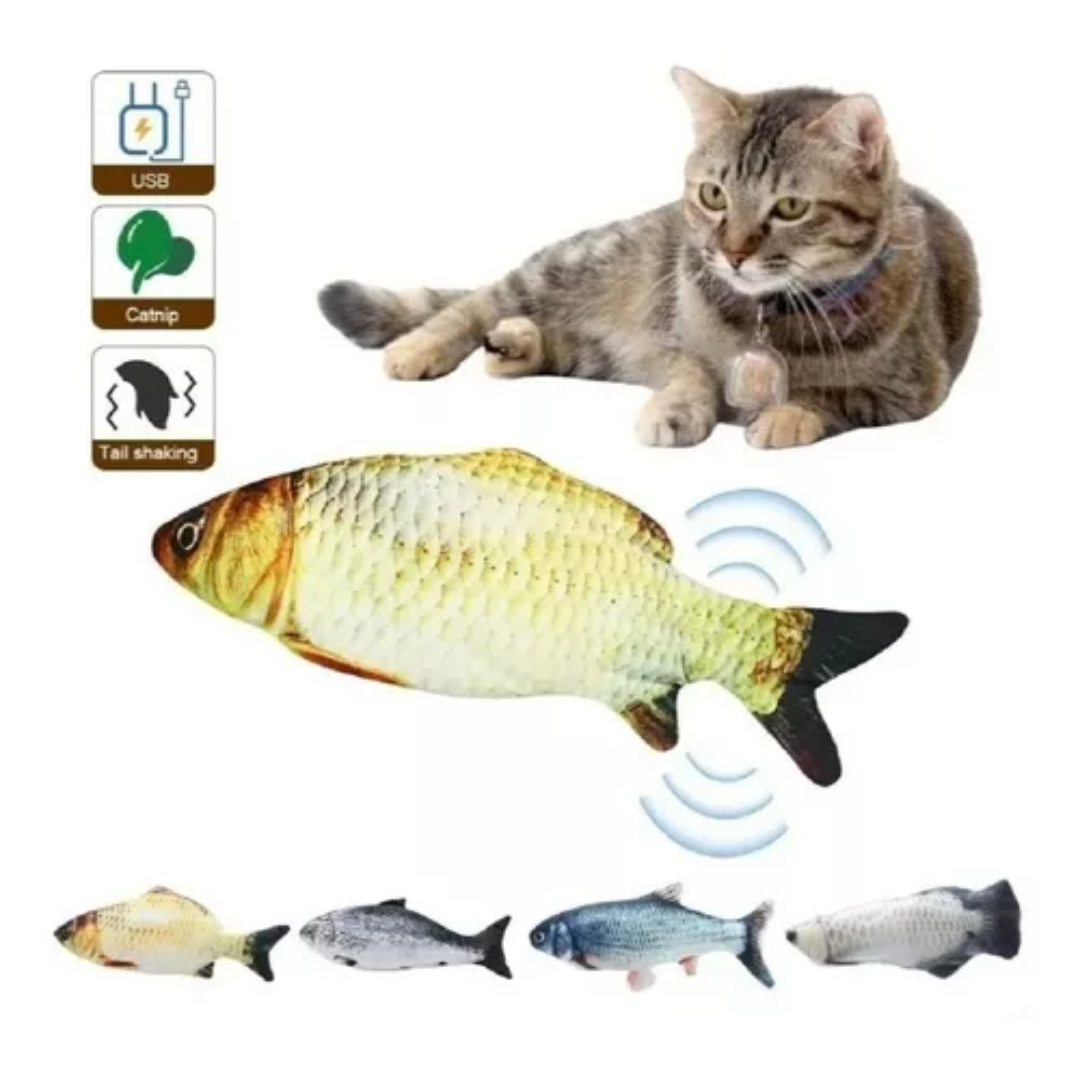 Juguete Pez Electrónico para Gatos - Simulación Realista con Carga USB